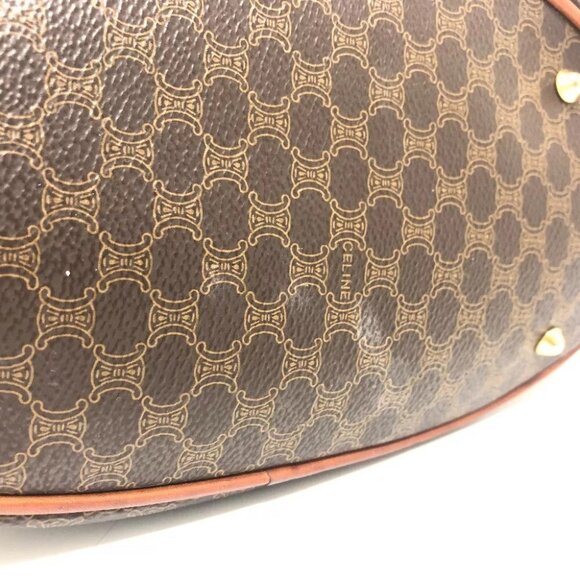 CELINE vintage Macadam Bucket Hand Bag Tote Bag PVC/Leather Brown/GoldHardware - Picture 10 of 15